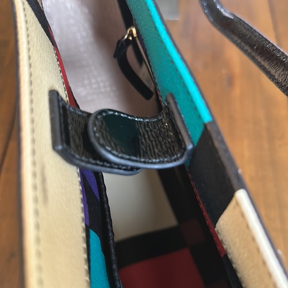 Kate Spade Colorblock Leather Tote Patent Leather Handles - Picture 12 of 14